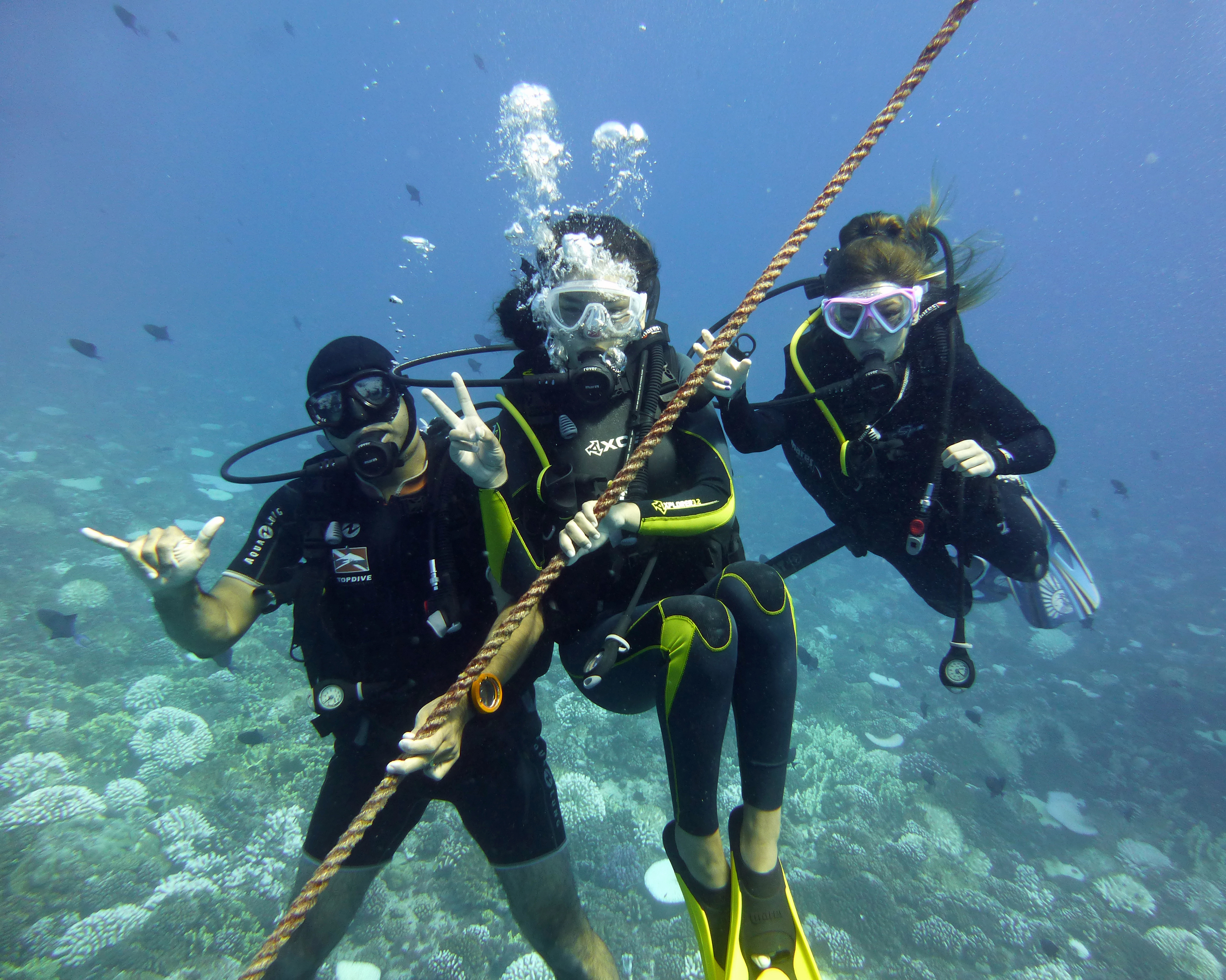 Doing our safety stop off of Taotoi, Mo'orea, French Polynesia 2019.